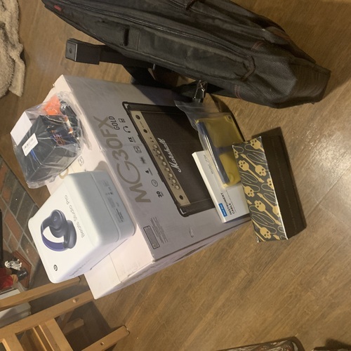 Photo of Jackson JS30RR and more gear in a pedalboard, amplifier, and closeup