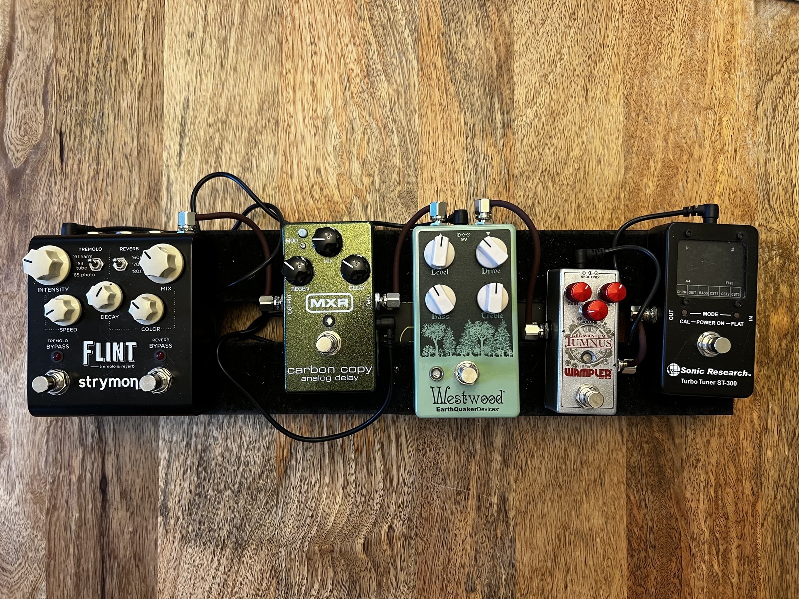 Country Pedalboard by michael featuring Sonic Research Turbo Tuner ST-300, Wampler Germanium Tumnus, and EarthQuaker Devices Westwood and 4 more pieces of gear