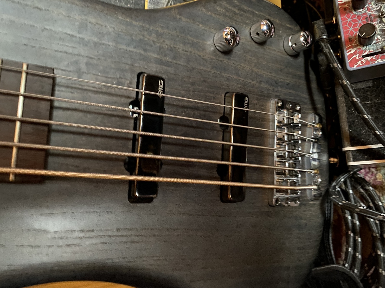 Warwick Bass Rig by callummccaul featuring Warwick Corvette Std. 5 and EMG RT “Rip Tide” Robert Trujillo Signature 4-string J Bass Pickup Set
