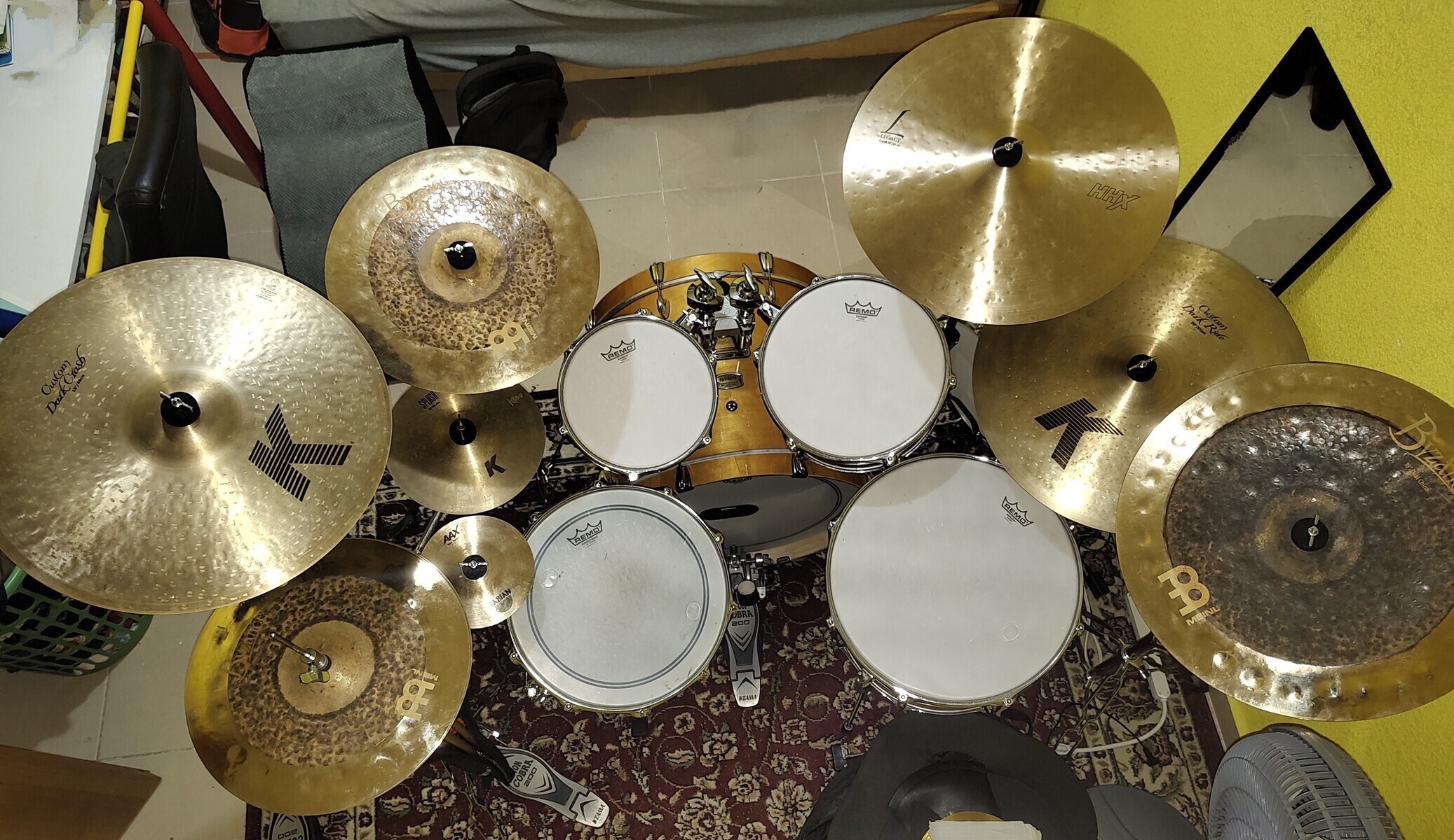 Drum Kit by samy28 featuring Meinl 15” Byzance Dual Hi-Hat, Zildjian Splash K series 10'', and Zildjian 19" K Custom Dark Crash and 11 more pieces of gear