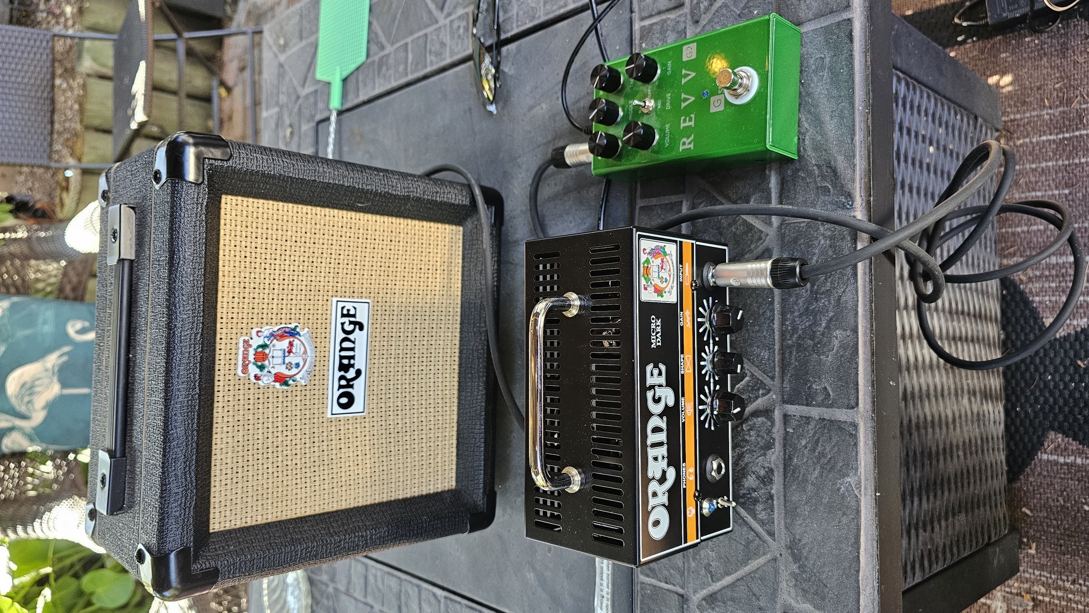Metal Pedalboard by cdnaxeman88 featuring Orange Micro Dark, Revv G2, and Orange PPC108 (black)