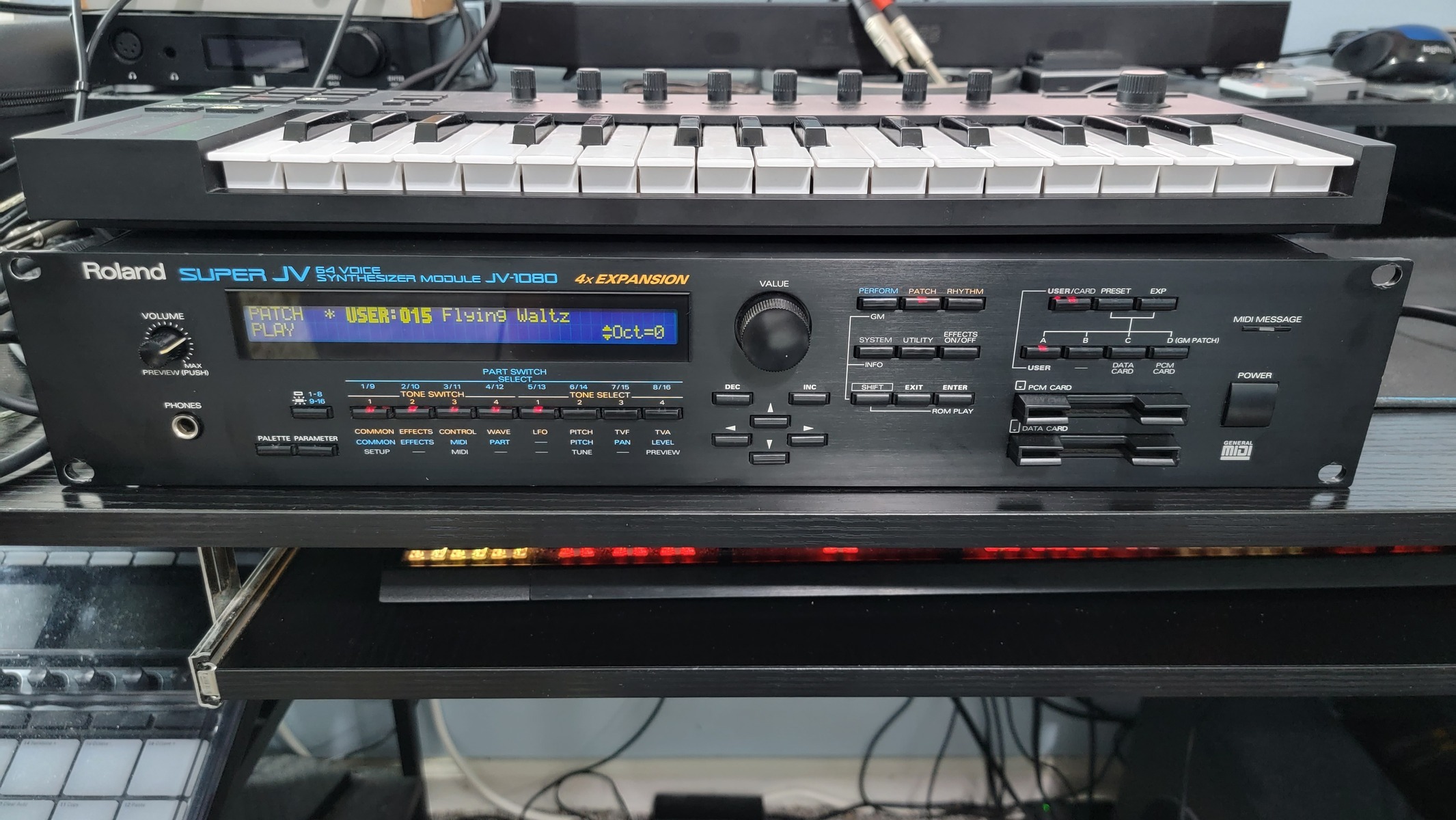Electronic Synth Setup by mellisonant_mike featuring Roland Super JV-1080, Native Instruments Maschine Plus, and Universal Audio Volt 476 USB-C Audio Interface and 1 more piece of gear