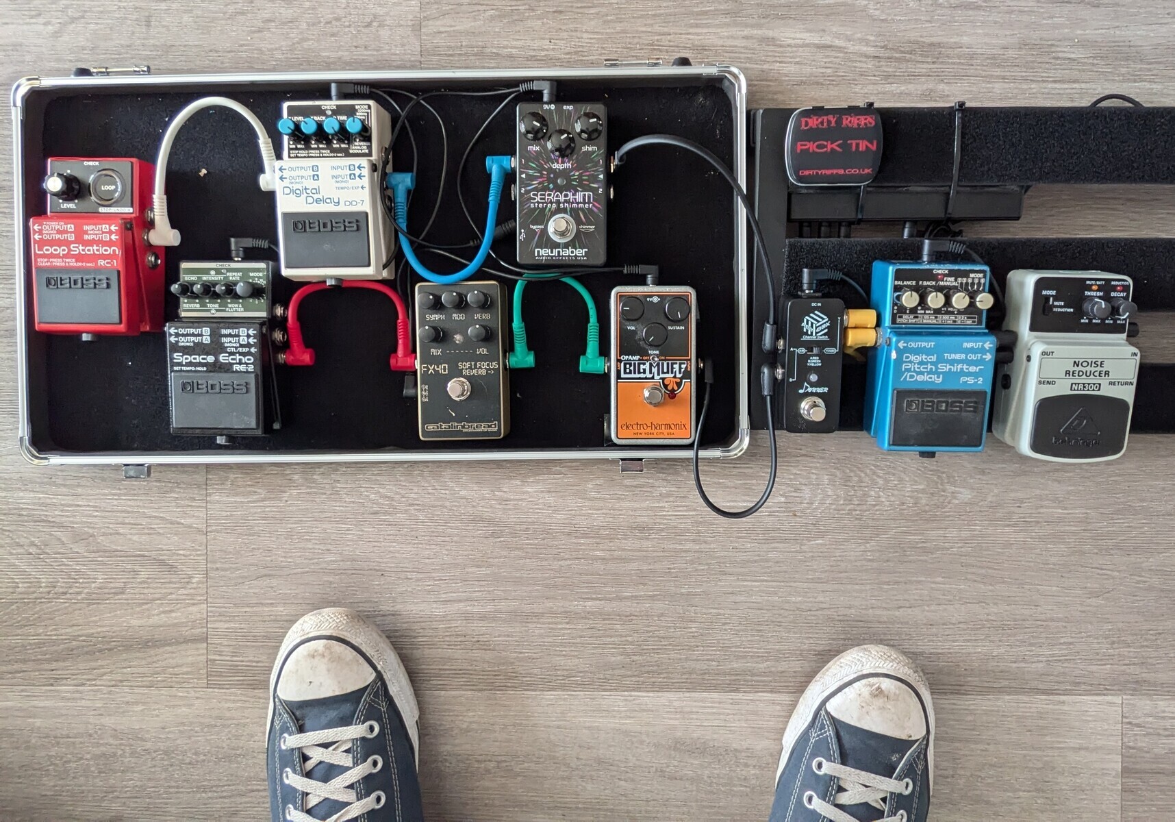 Boss Pedalboard by jim_lowrence featuring Boss RC-3 Loop Station, Boss RE-2 Space Echo, and Boss DD-7 Digital Delay and 6 more pieces of gear