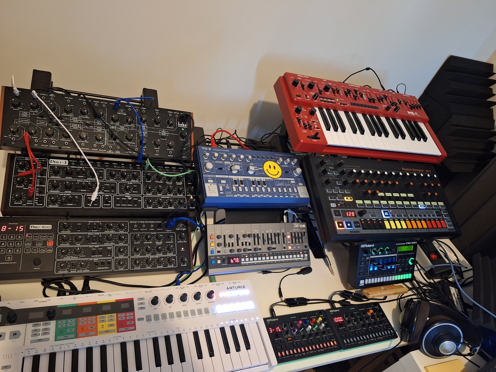 Electronic Studio Setup by commuter featuring Behringer ms1 mk2, Behringer RD-8 MKII, and Behringer Kobol Expander Semi-modular Analog Synthesizer and 7 more pieces of gear