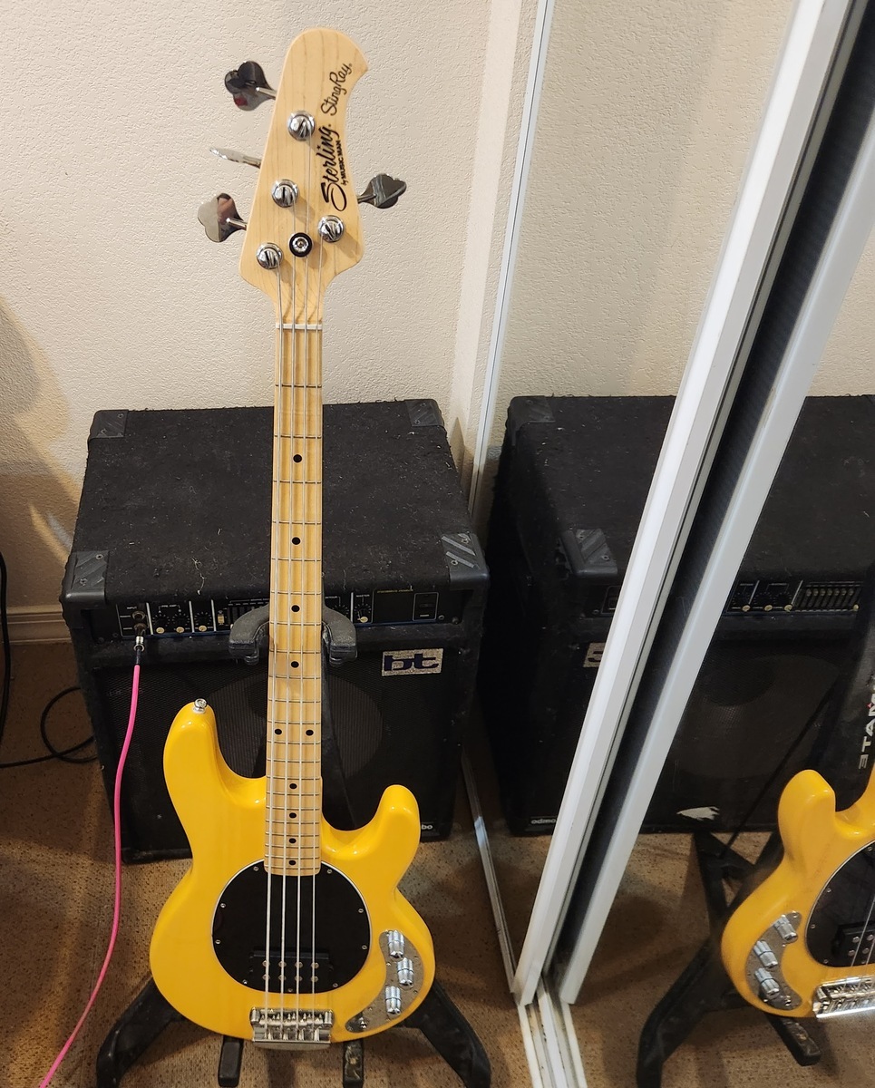 Metal Amp Rig by sean_stevens featuring Sterling Stingray Classic Ray24CA, Ernie Ball P06412 Flex Straight to Straight Instrument Cable - 10-foot, Blue, and Ernie Ball Regular Slinky Bass Strings (50-105)
