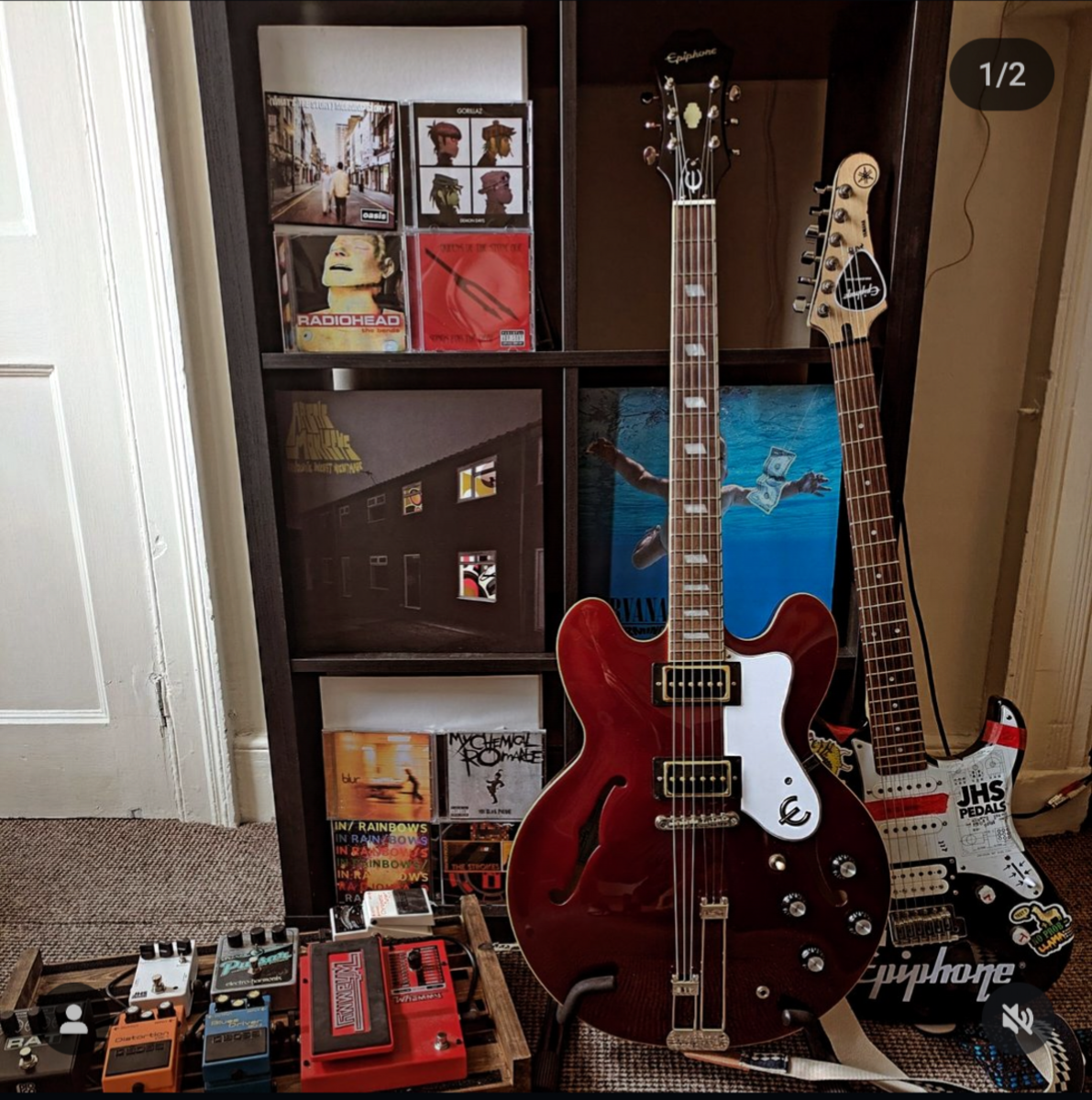 Pedalboard by daniel_korhonen featuring Epiphone Riviera, Yamaha Pacifica 112, and DigiTech WH-5 Whammy V and 6 more pieces of gear