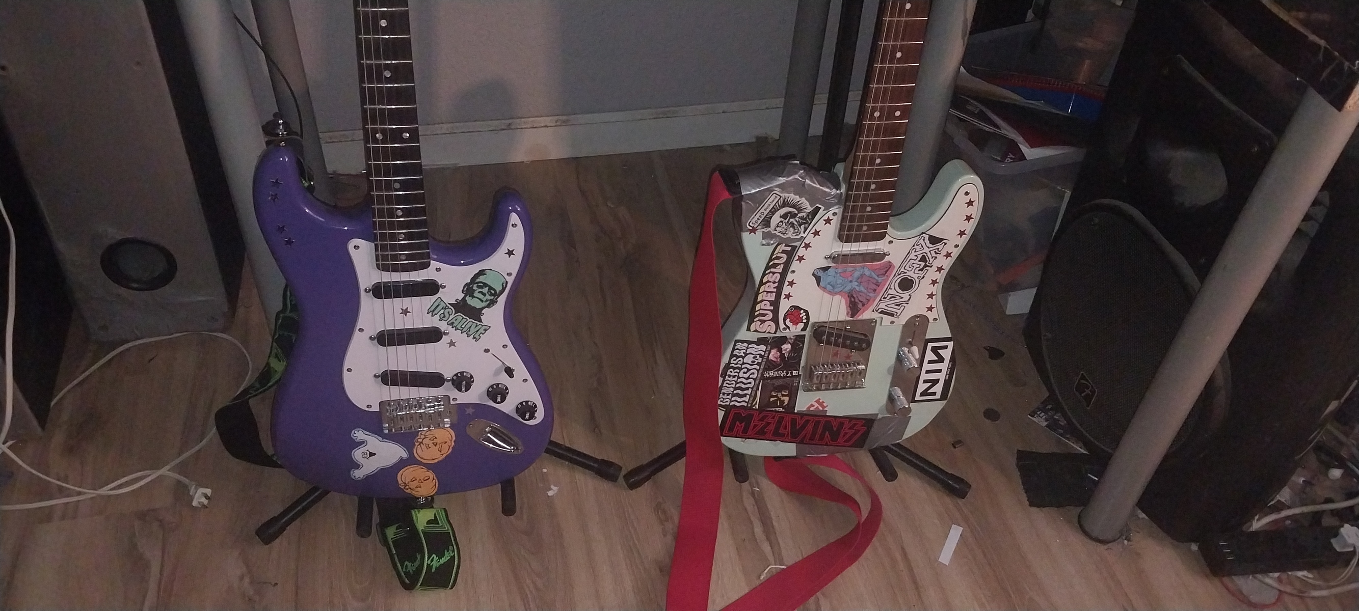 Music Gear Setup by mikey_shitgoose featuring Squier Sonic Stratocaster Electric Guitar and Squier FSR Bullet Telecaster