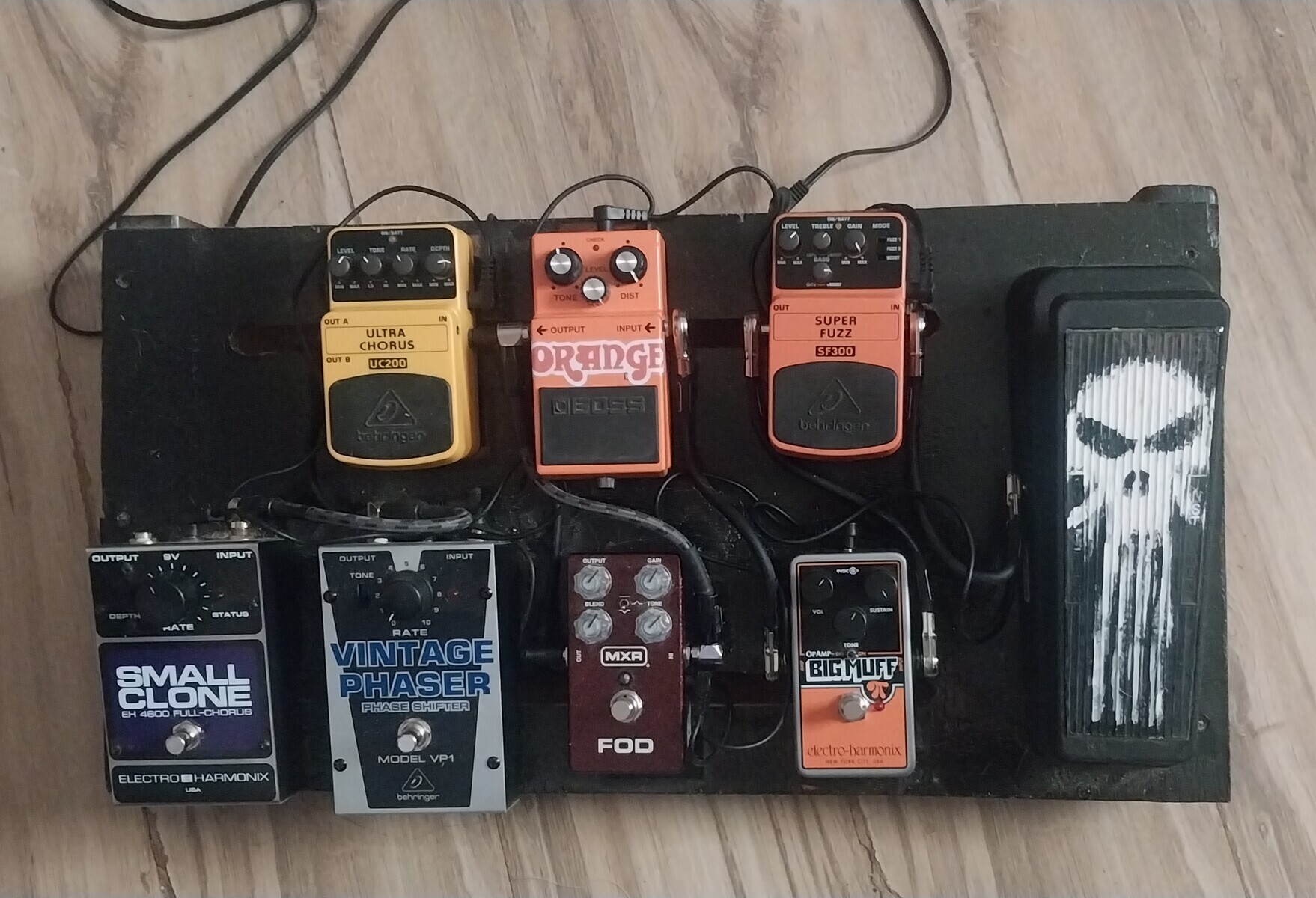 Pedalboard by mikey_shitgoose featuring Dunlop GCB-95 Cry Baby, Behringer SF300 Super Fuzz, and Electro-Harmonix Op-Amp Big Muff Pi and 5 more pieces of gear