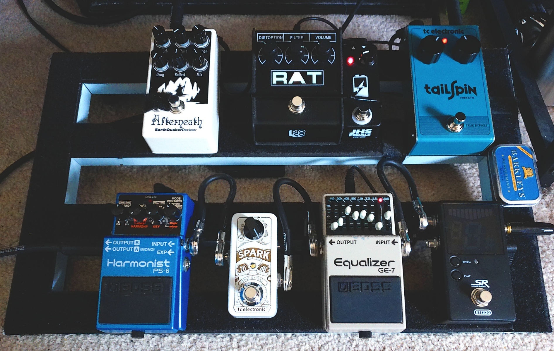 Music Gear Setup by hound_of_durango featuring EarthQuaker Devices Afterneath V1, Pro Co RAT 2, and JHS Volture and 4 more pieces of gear