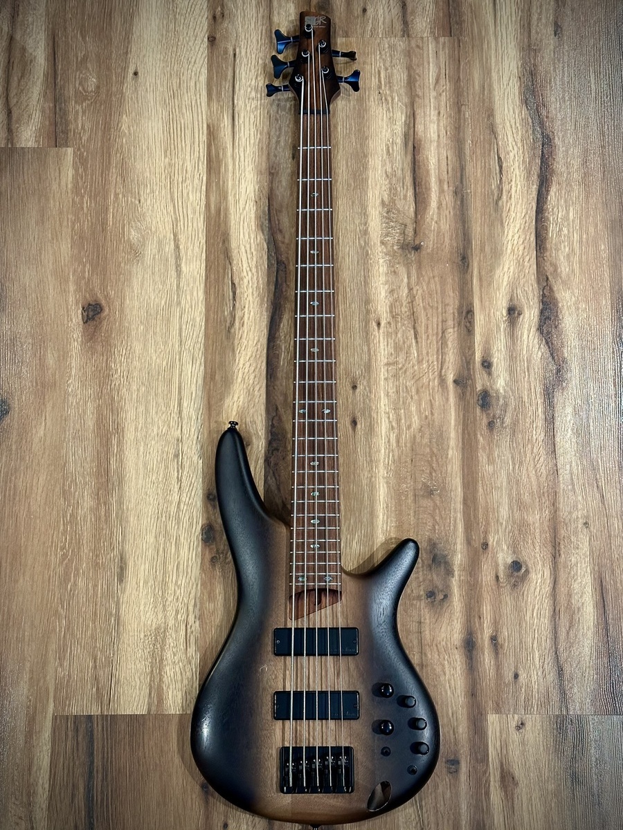 Ernie Ball Bass Rig by davidjtessier featuring Ibanez SR505E 5-String Bass and Ernie Ball Super Long Scale Slinky 5-String Bass Strings (45-130)