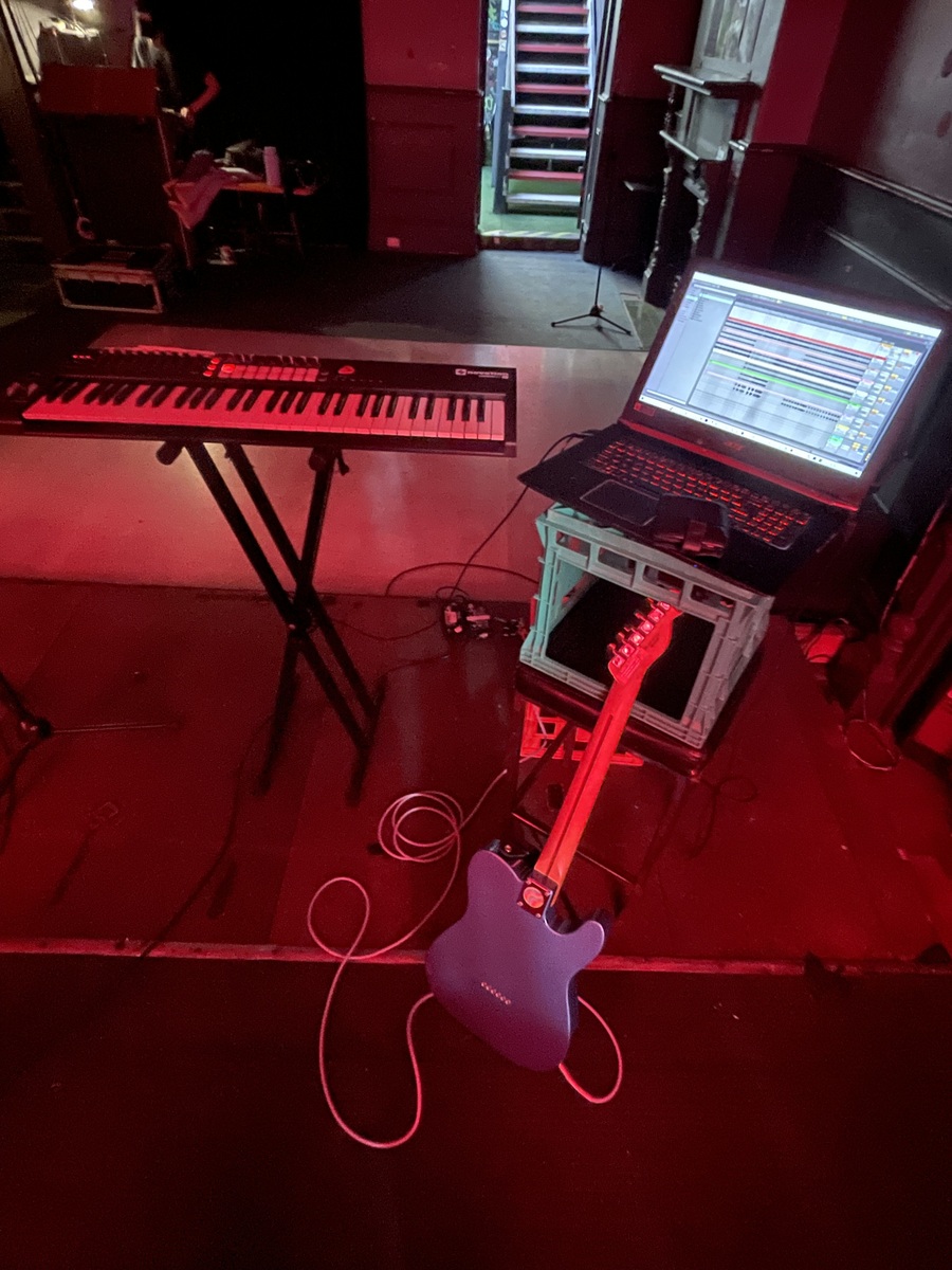 Live Rig by finnsmithmusic_ featuring Novation Launchkey 61, MILLENIUM KS-1010 keyboard stand, and Focusrite Scarlett Solo 3rd Gen and 2 more pieces of gear