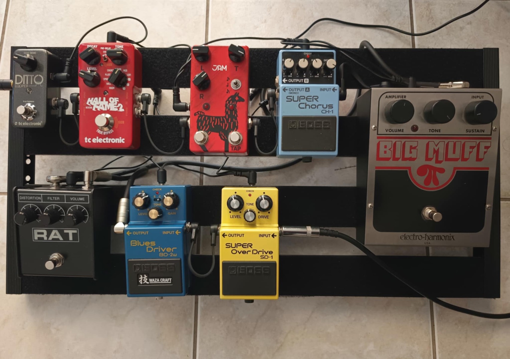 Pedalboard by thanasis featuring Palmer Pedalbay 60, TC Electronic Ditto Looper, and TC Electronic Hall of Fame 2 Reverb and 6 more pieces of gear