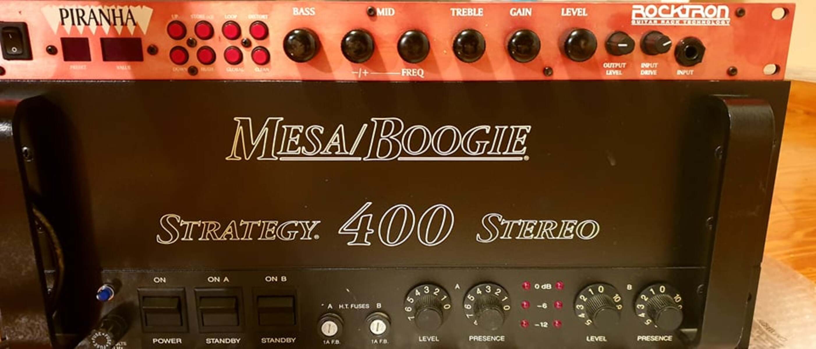 Metal Music Gear Setup by ultimate_metal_guitar_tones featuring Rocktron Piranha and Mesa/Boogie Strategy 400 Stereo Power Amp