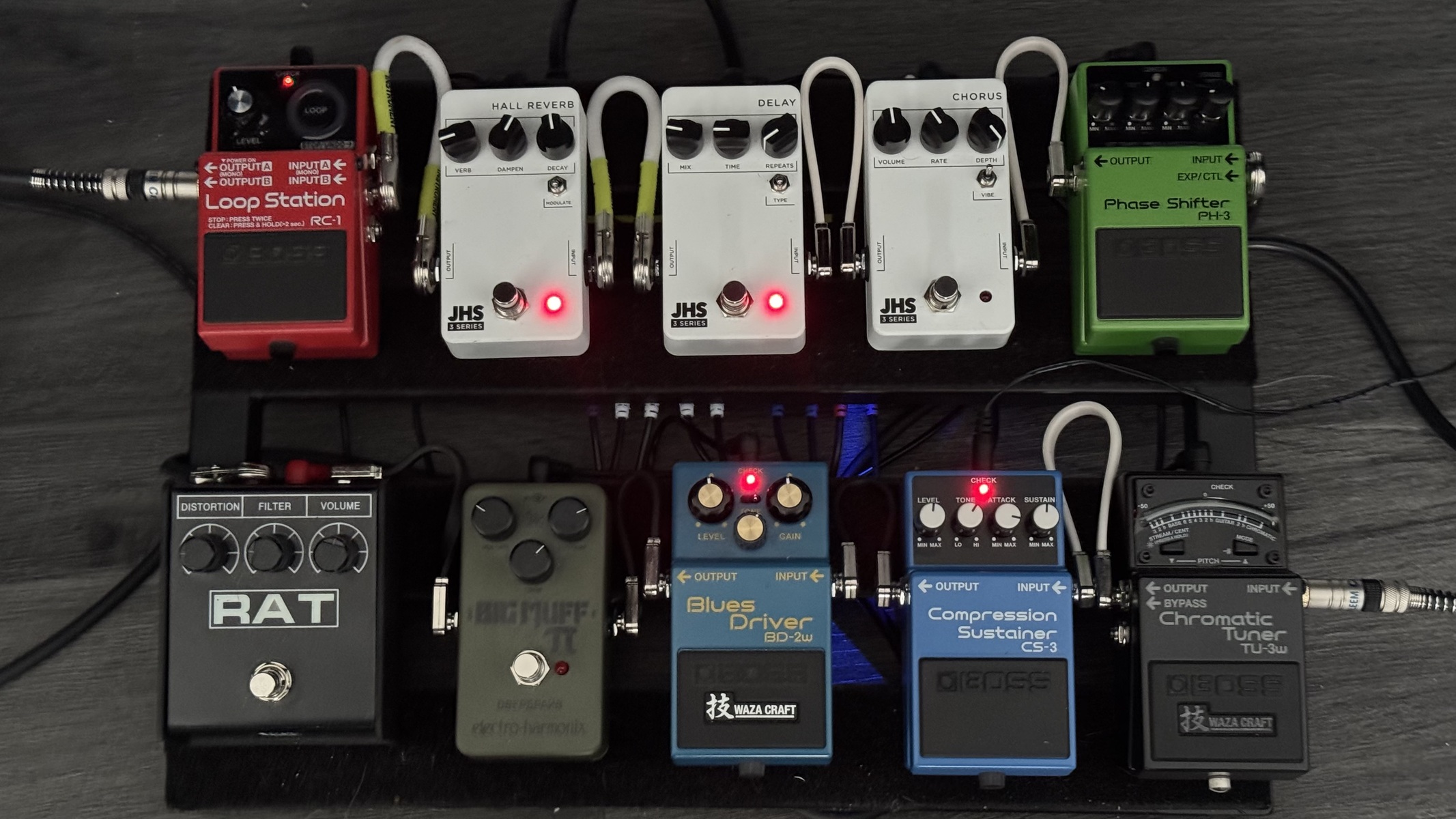 Pedalboard by evan_jb featuring JHS 3 Series Reverb, JHS 3 Series Chorus, and JHS 3 Series Delay and 8 more pieces of gear