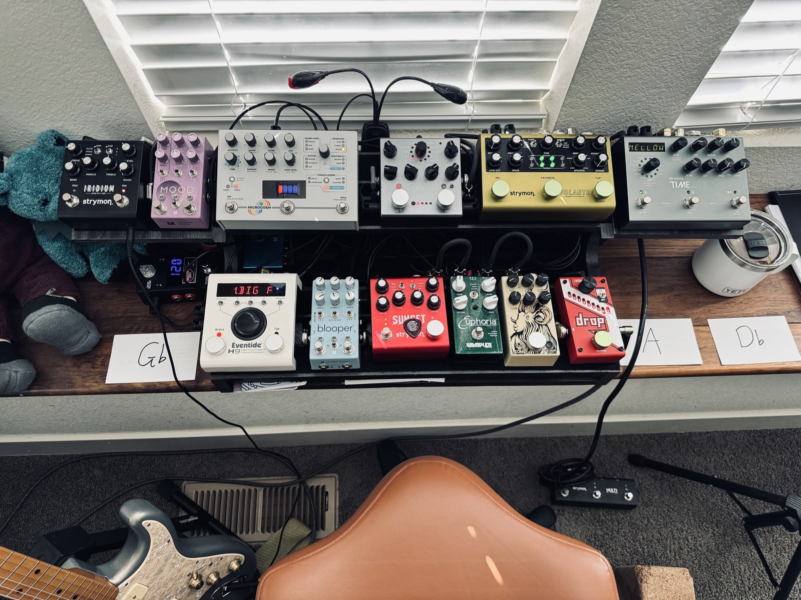 Pedalboard by gratefuldean featuring Strymon TimeLine, Strymon Volante Magnetic Echo Machine, and Strymon Iridium Amp & IR Cab and 11 more pieces of gear
