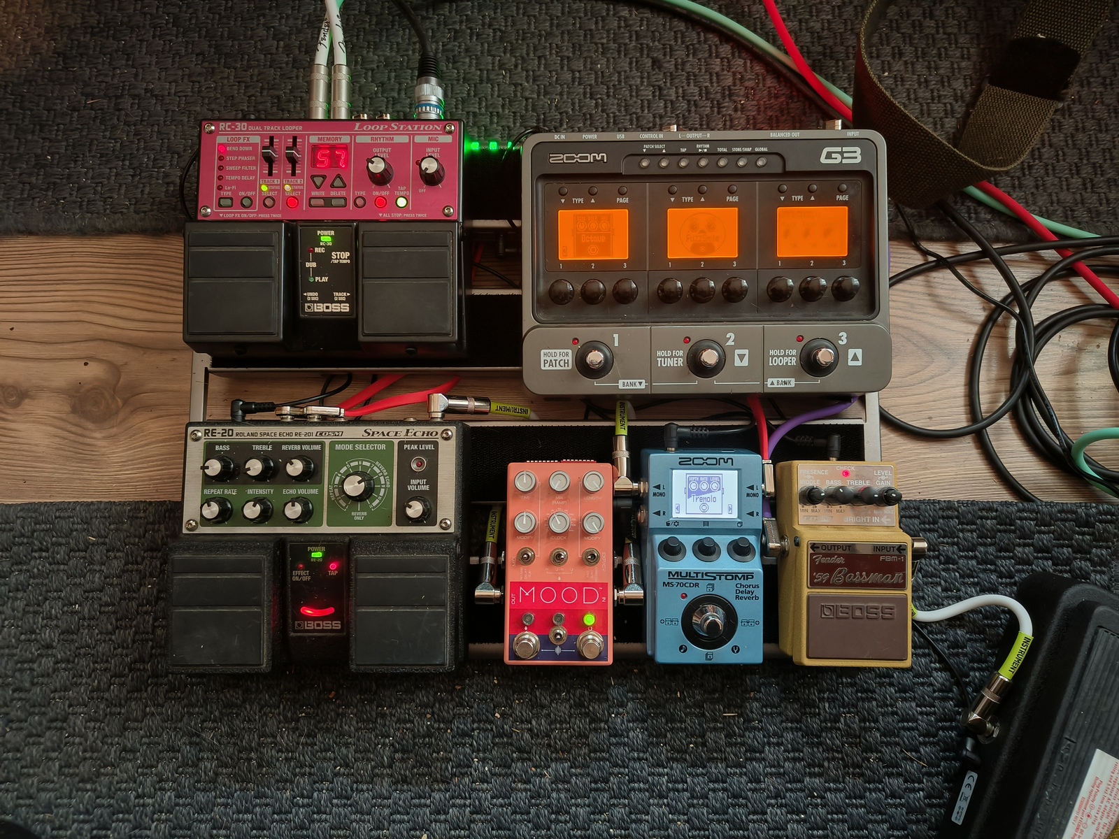 Boss Pedalboard by south_proud featuring Boss RC-30 Loop Station, Boss RE-20 Space Echo, and Zoom G3 and 3 more pieces of gear
