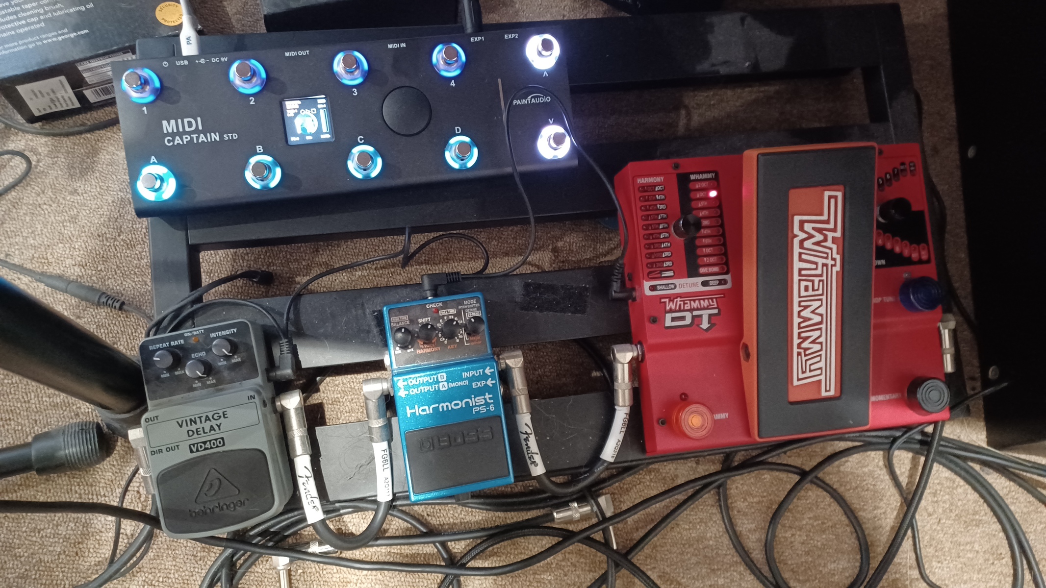 Metal Pedalboard by doxophobia featuring DigiTech Whammy DT, Boss PS-6 Harmonist, and Behringer VD400 Vintage Delay and 3 more pieces of gear