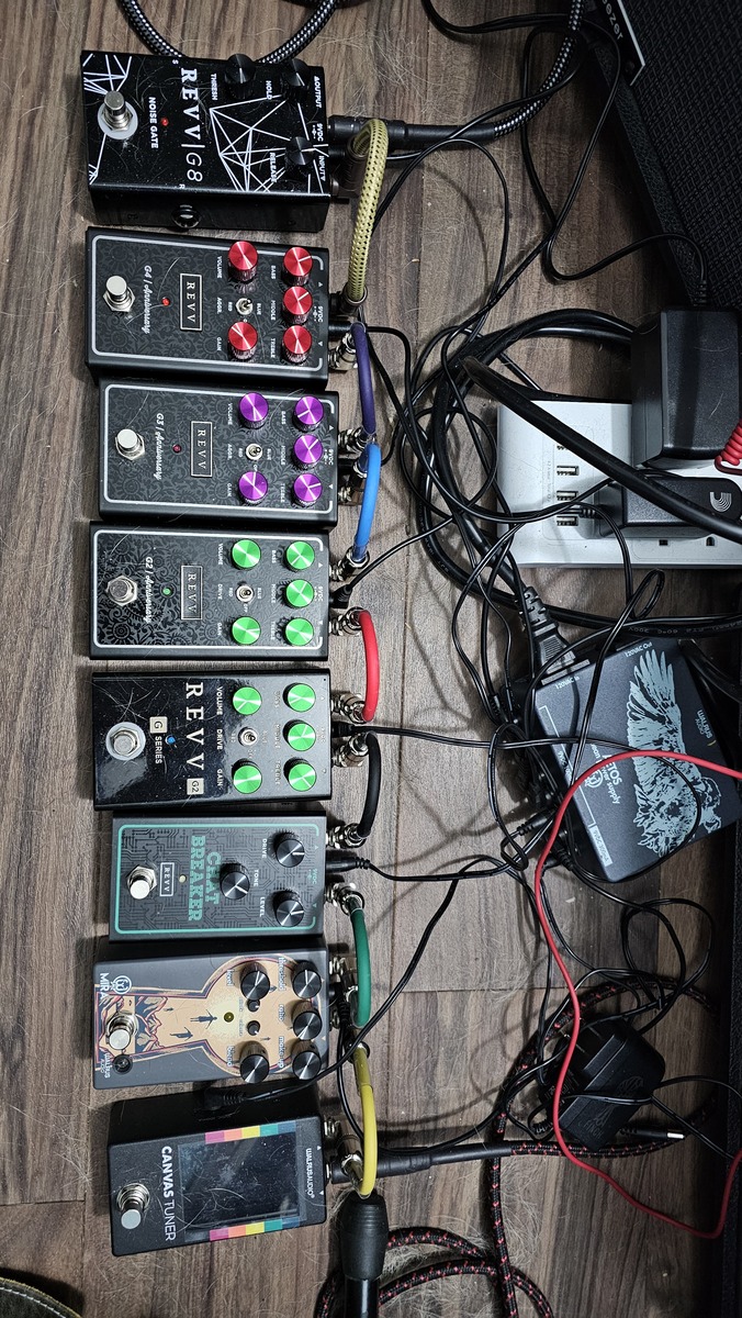 Metal Pedalboard by cdnaxeman88 featuring Revv G2, Revv G8 Noise Gate, and Walrus Audio Mira Compressor Pedal and 6 more pieces of gear