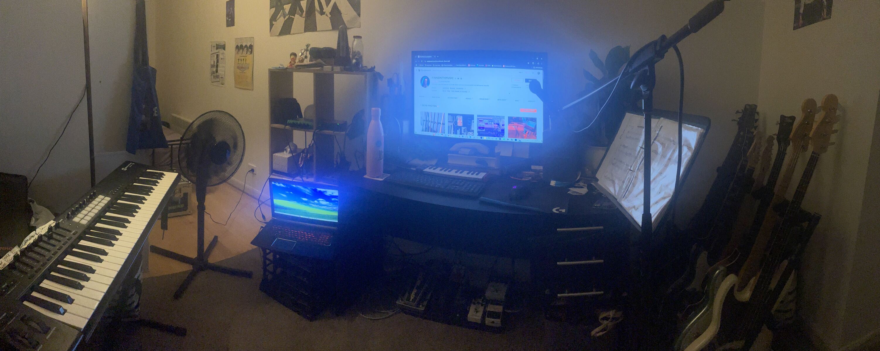 Electronic Studio Setup by finnsmithmusic_ featuring MILLENIUM KS-1010 keyboard stand, Novation Launchkey 61, and Trace Elliot ELF 200-watt Micro Bass Head and 20 more pieces of gear