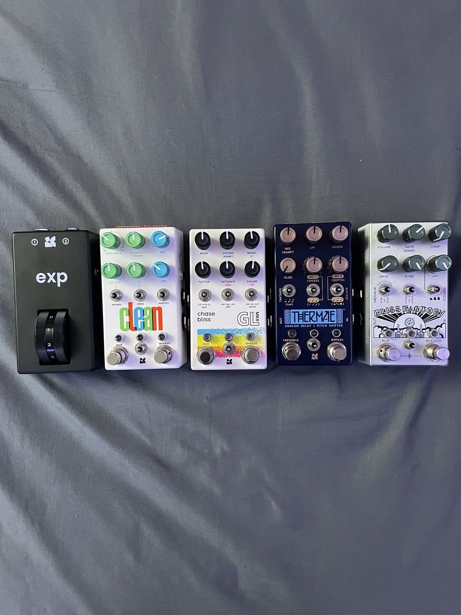 Pedalboard by jdshamoun featuring Chase Bliss Audio Clean, Chase Bliss Audio exp, and Chase Bliss Audio Thermae and 2 more pieces of gear