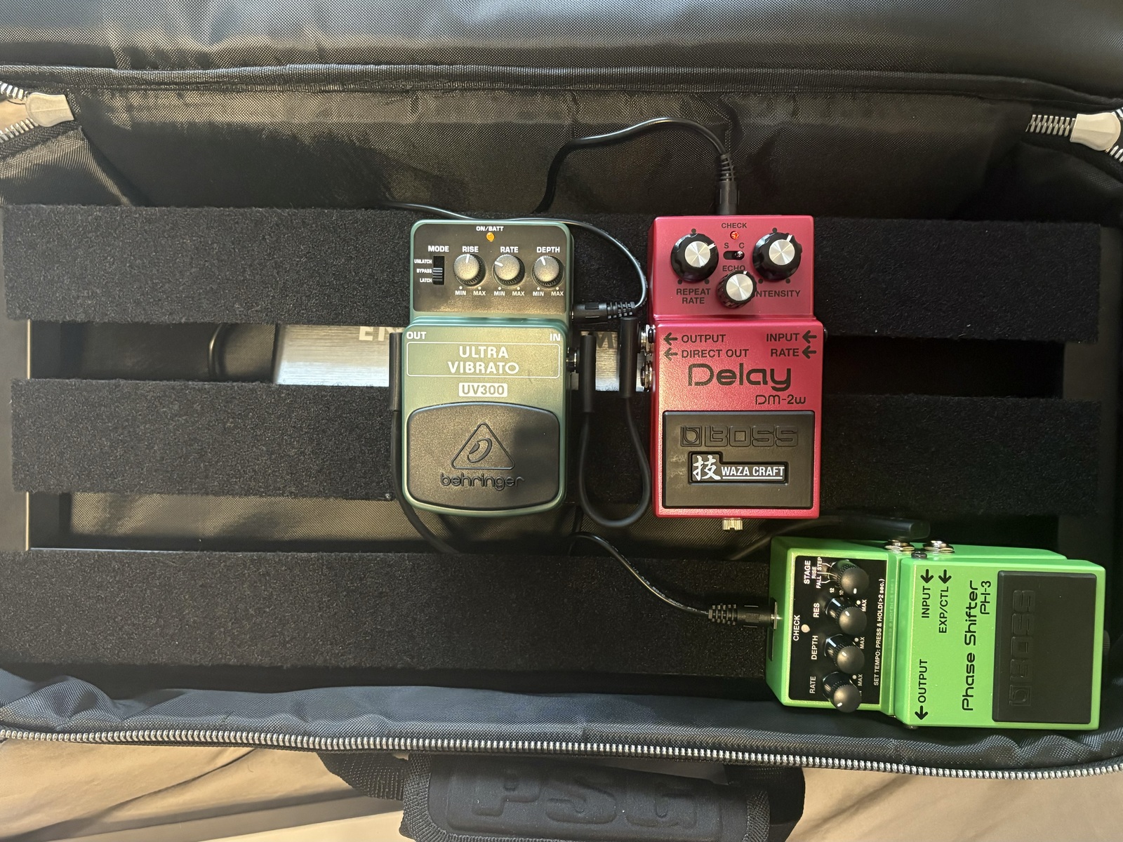 Boss Pedalboard by harrisontargett featuring Behringer UV300 Ultra Vibrato, Boss DM-2W Delay Waza Craft, and Boss PH-3 Phase Shifter and 1 more piece of gear