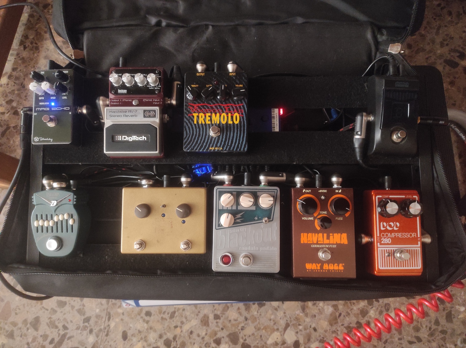 Pedalboard by king_nemo featuring Voodoo Lab Tremolo, Lovepedal Les Lius, and Way Huge WHE403 Havalina and 6 more pieces of gear