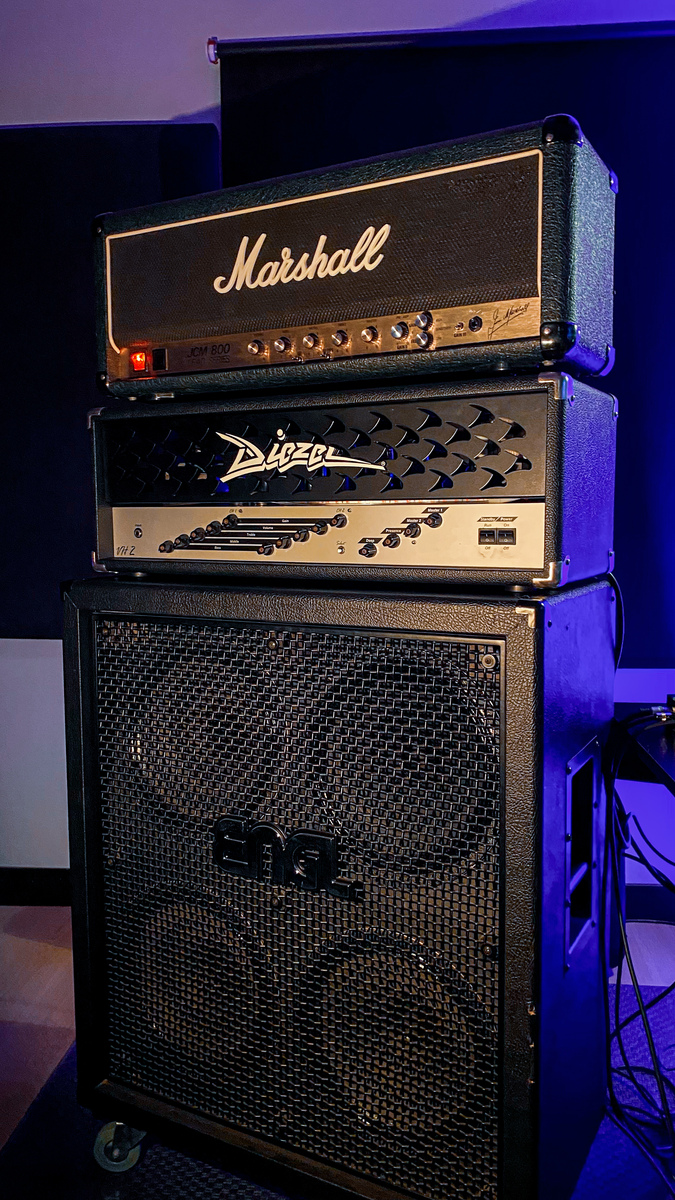 Studio Setup by tolgasert featuring Diezel VH2 Head, Gower Moded Marshall JCM 800, and Engl PRO Slanted E412VS 4x12'' Guitar Speaker Cabinet