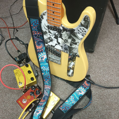 Photo of Demonfx K-Centaur and more gear in a pedalboard, live, and guitar