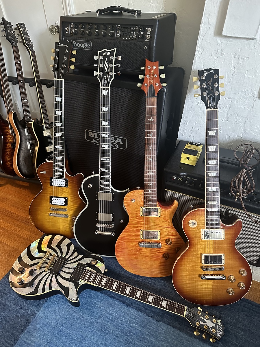 Metal Music Gear Setup by edgedancer featuring Eastman SB59/v, ESP E-II ECLIPSE DB, and Gibson Les Paul Traditional Electric Guitar and 8 more pieces of gear
