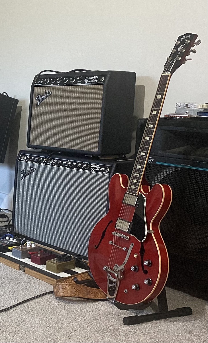 Pedalboard by tyler_mcswain featuring Gibson ES-335, Fender 65 Princeton Reverb 15W 1x10 Tube Guitar Combo Amp, and Fender  '65 Twin Reverb and 7 more pieces of gear
