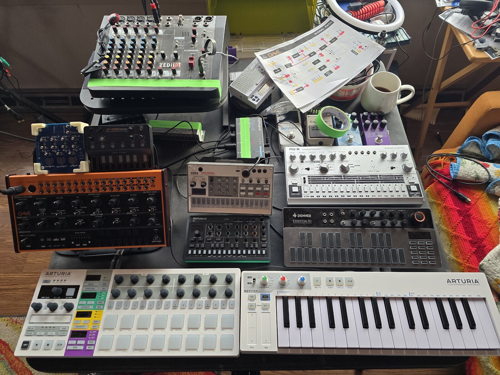 Electronic Synth Setup by matthew_shelley featuring Allen & Heath ZEDi-10, Dubreq Stylophone Bowie Stylophone, and Dubreq Stylophone Beatbox (Dublicate 2 ?) and 11 more pieces of gear