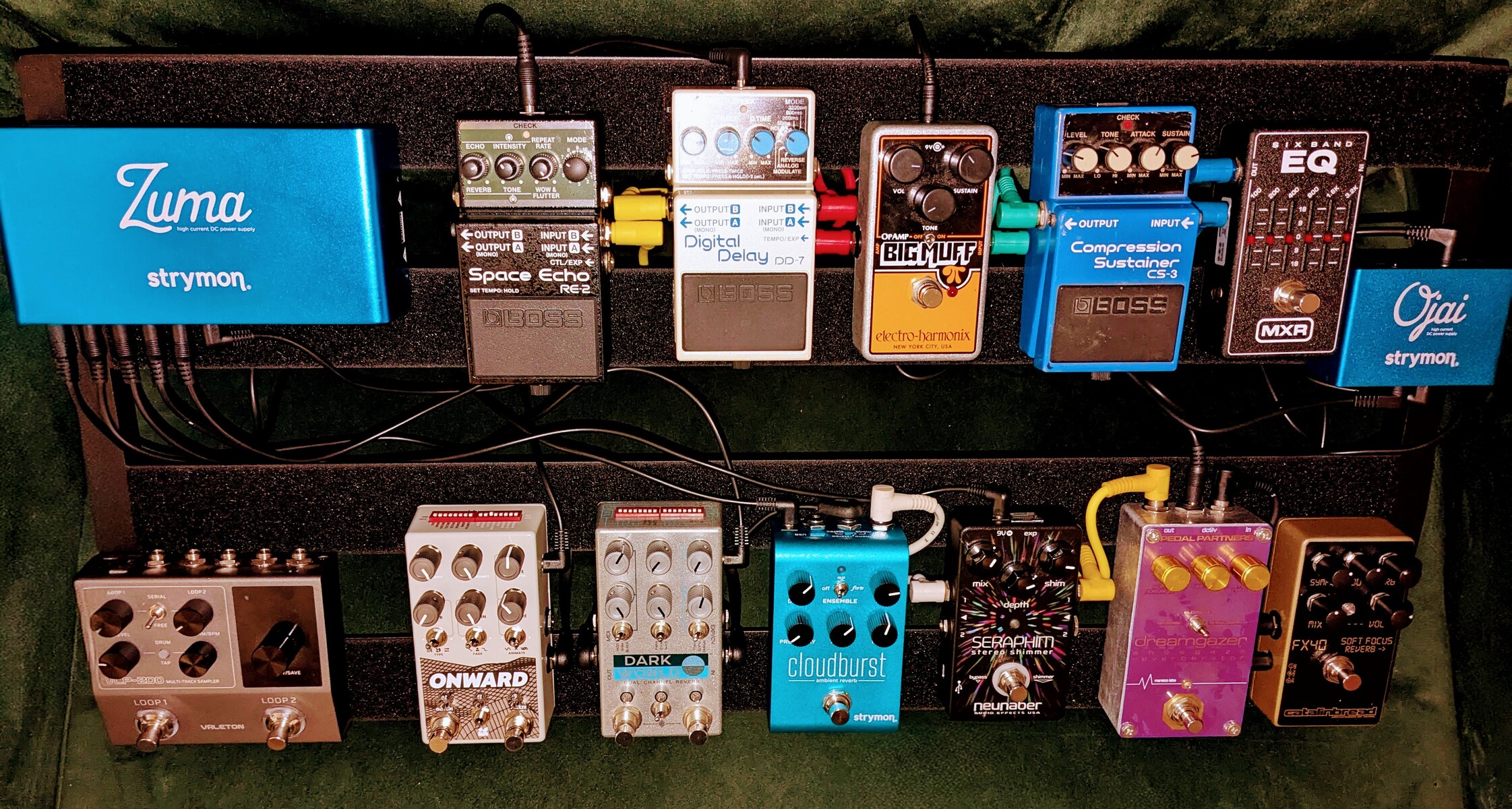 Music Gear Setup by jim_lowrence featuring Boss RE-2 Space Echo, Boss DD-7 Digital Delay, and Strymon Cloudburst Ambient Reverb and 11 more pieces of gear