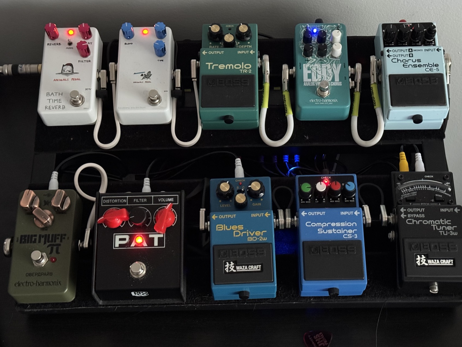 Boss Pedalboard by evan_jb featuring Boss TU-3W Chromatic Tuner, Boss CS-3 Compression Sustainer, and Boss BD-2W Blues Driver Waza Craft and 9 more pieces of gear