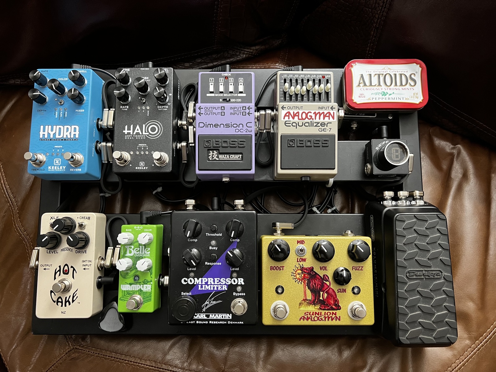 Pedalboard by sprucebringsteen featuring Dunlop Volume X Mini Pedal DVP4, Swiff Audio C10 Tuner Mini Pedal, and Xotic Effects EP Booster and 11 more pieces of gear