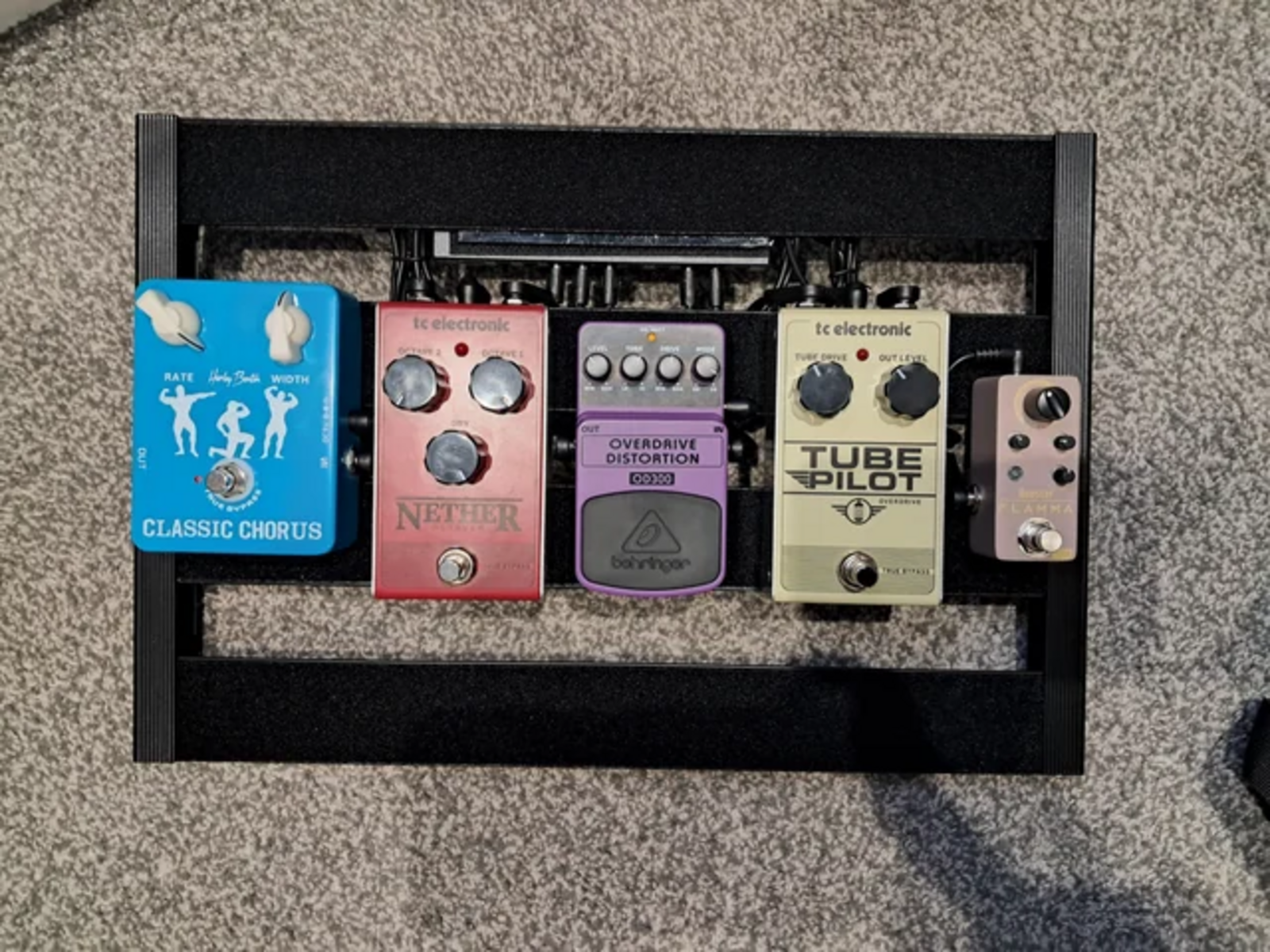 TC Electronic Pedalboard by josh5thmonkey featuring Harley Benton SpaceShip 40, TC Electronic Nether Octaver, and TC Electronic Tube Pilot Overdrive Effects Pedal and 1 more piece of gear