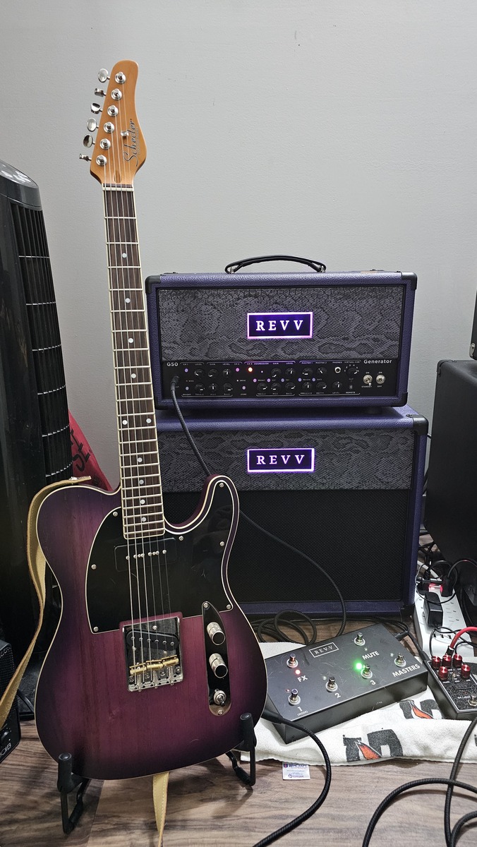 Revv Amp Rig by cdnaxeman88 featuring Schecter PT Special, Revv Generator G50 50W/10W Tube Amplifier Head, and Revv 1x12