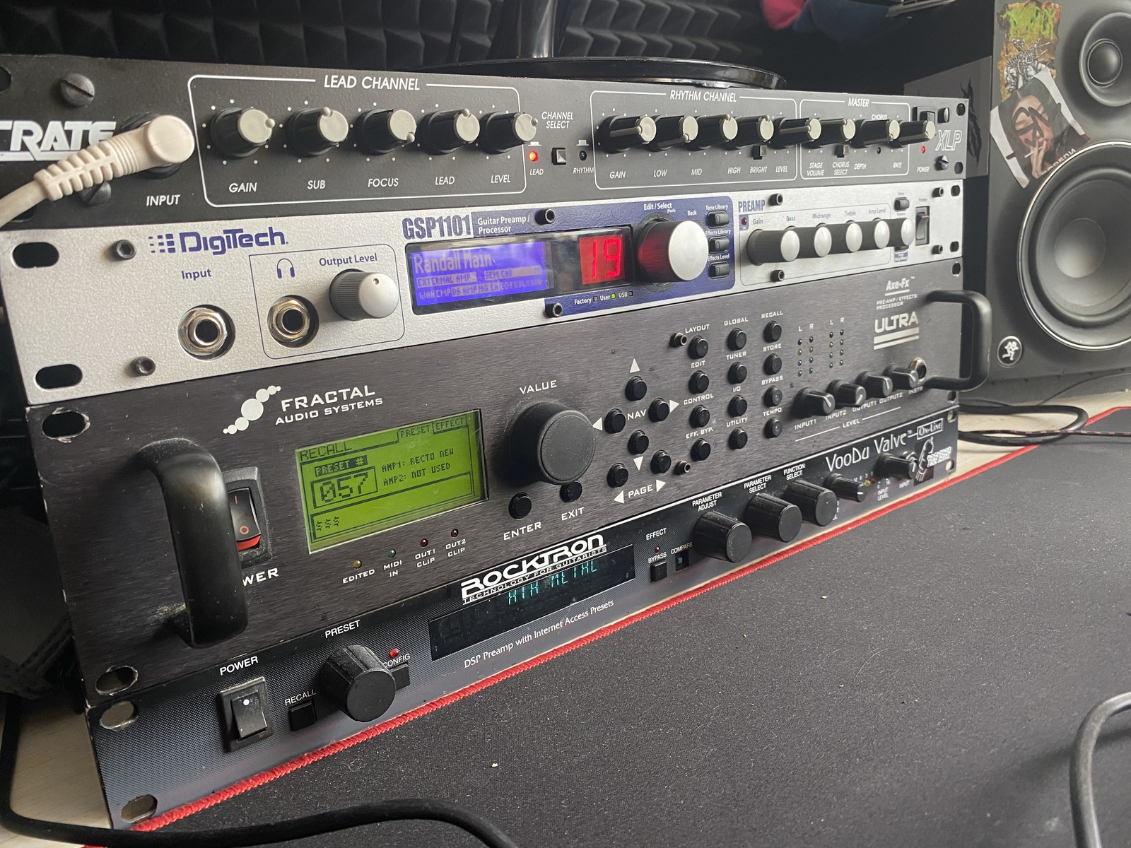 Metal Studio Setup by rottennik featuring Crate G130C XL, DigiTech GSP1101 Multi-Effects Preamp & Processor, and Fractal Audio Axe-Fx Ultra Guitar Effects Processor and 1 more piece of gear