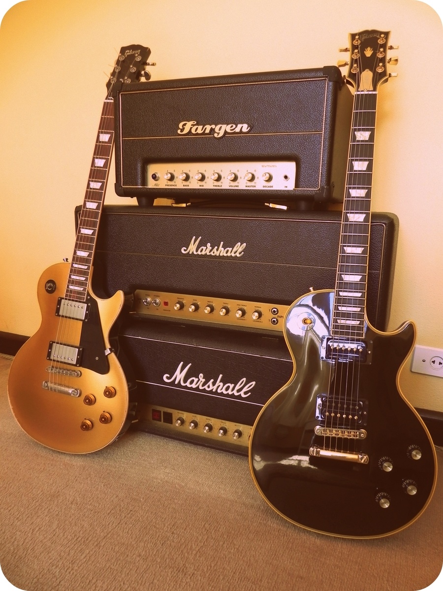 Metal Music Gear Setup by beatlerick featuring Marshall Plexi 1959SLP, Marshall JMP 2203 Mk II Master Lead 100w, and Gibson Les Paul Classic Custom and 2 more pieces of gear