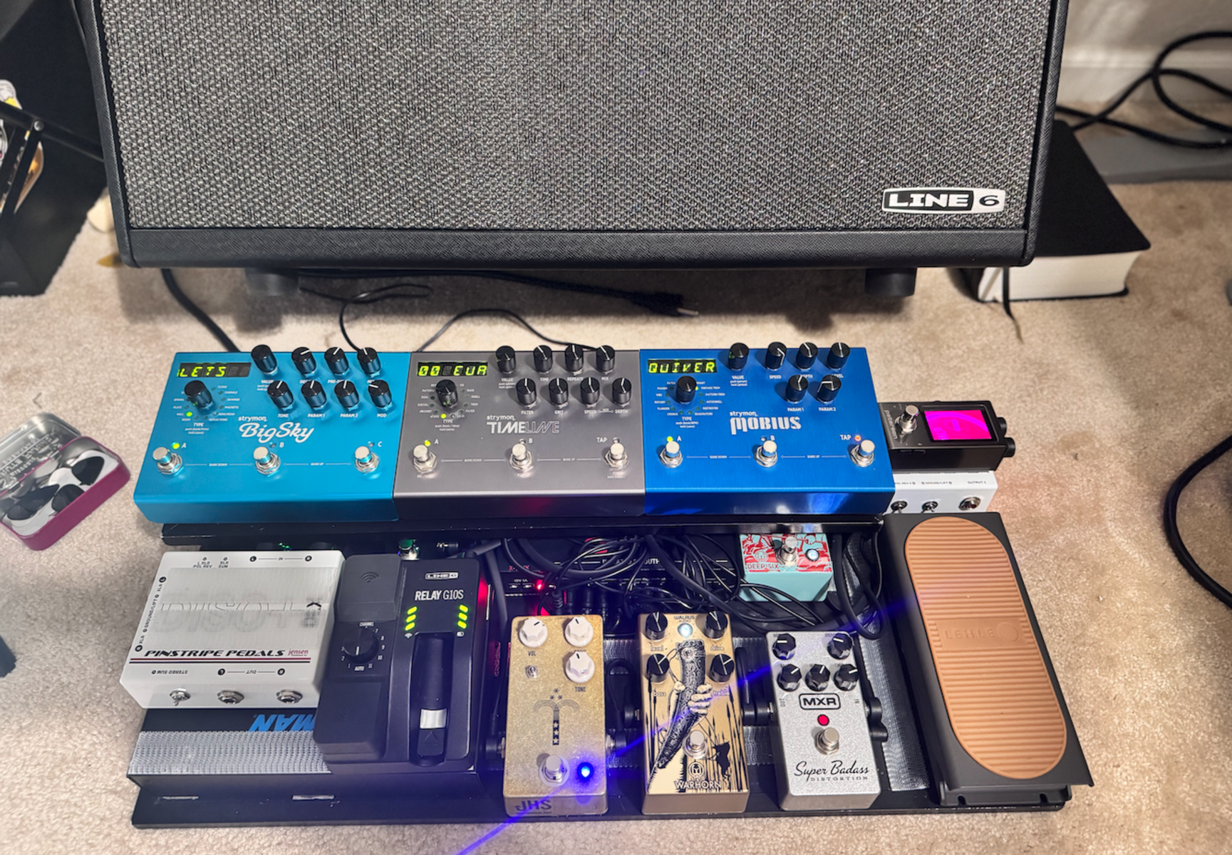 Pedalboard by joeygreen featuring Peterson StroboStomp HD, Lehle Mono Volume Pedal S, and Walrus Audio Deep Six Compressor V3 and 11 more pieces of gear