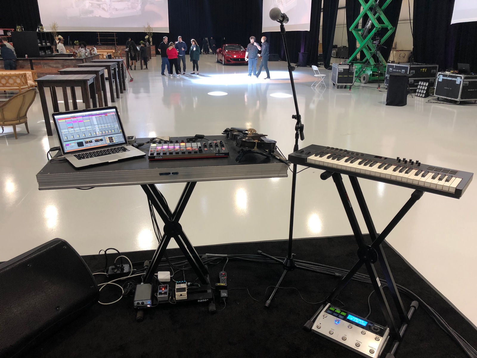 Pedalboard by thisishaana featuring Akai Professional APC40 MKII, Native Instruments Komplete Kontrol S49 Keyboard Controller, and TC Helicon VoiceLive 3 Multi Effects Pedal and 3 more pieces of gear