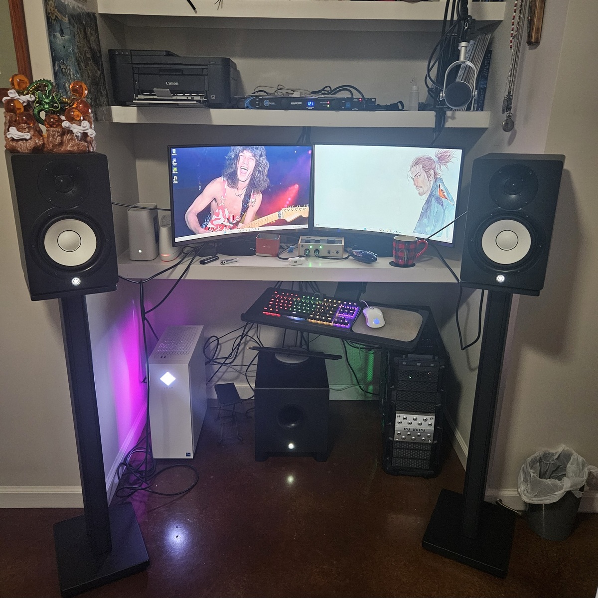 Electronic Studio Setup by alexrobo featuring Shure MV7 USB Podcast Microphone, Yamaha HS8S, and Yamaha HS8 and 1 more piece of gear