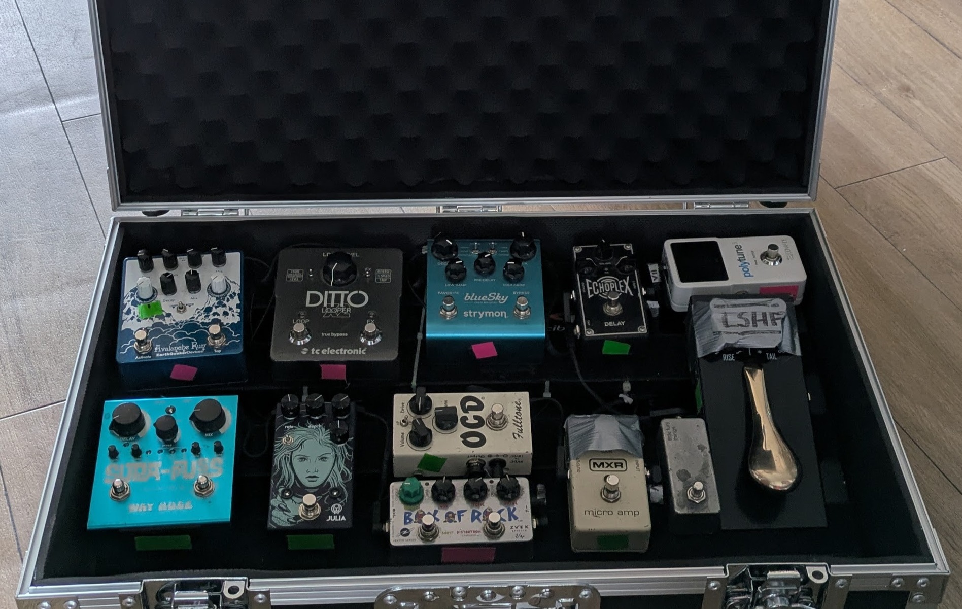Pedalboard by formistake featuring EarthQuaker Devices Avalanche Run, TC Electronic Ditto X2, and Strymon blueSky Reverberator and 8 more pieces of gear