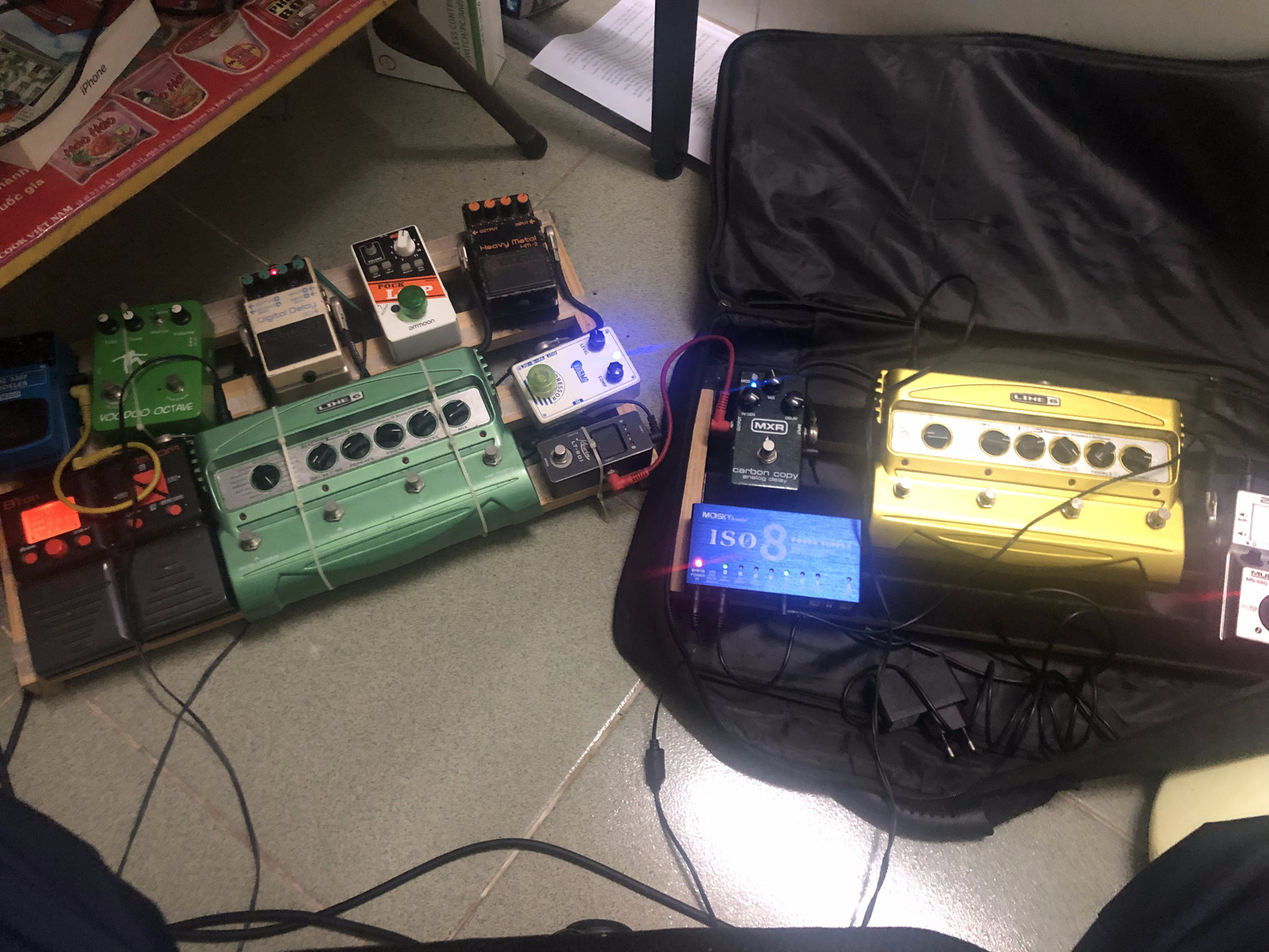 Pedalboard by tu_tran featuring Line 6 DL4 Delay Modeler, Line 6 DM4 Distortion Modeler, and Dolamo D-1 Compressor and 10 more pieces of gear