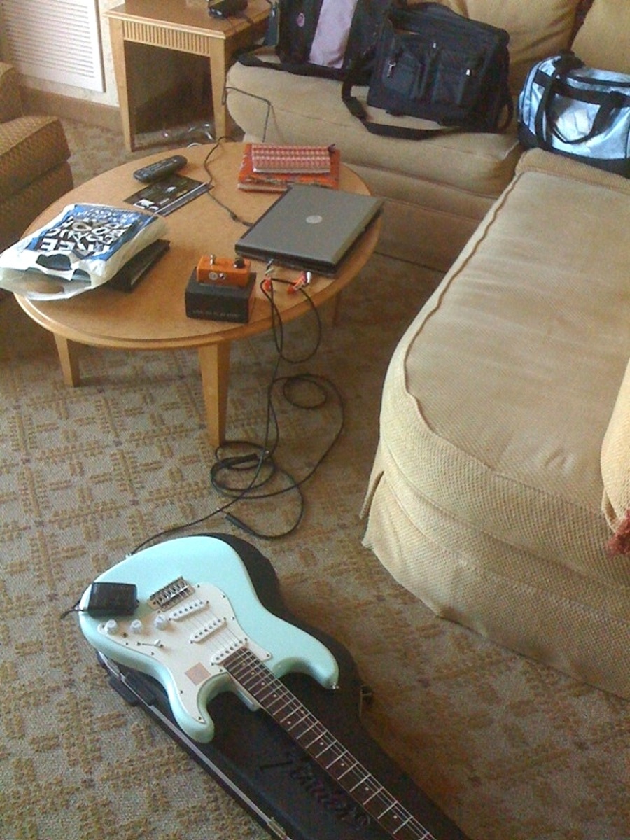 Music Gear Setup by nickgrooves featuring Pocket Rock-It Pro Stereo Sound Processor guitar headphone amp and MXR MX-101 Phase 90 (Vintage - Script Logo)