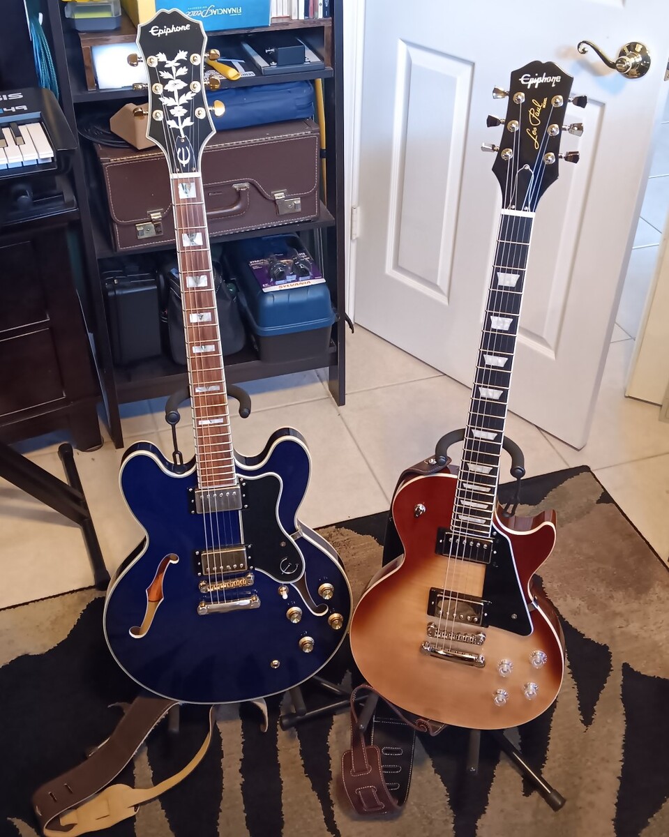 Music Gear Setup by jeremy_crockett featuring Epiphone Sheraton II Pro and Epiphone Les Paul Modern