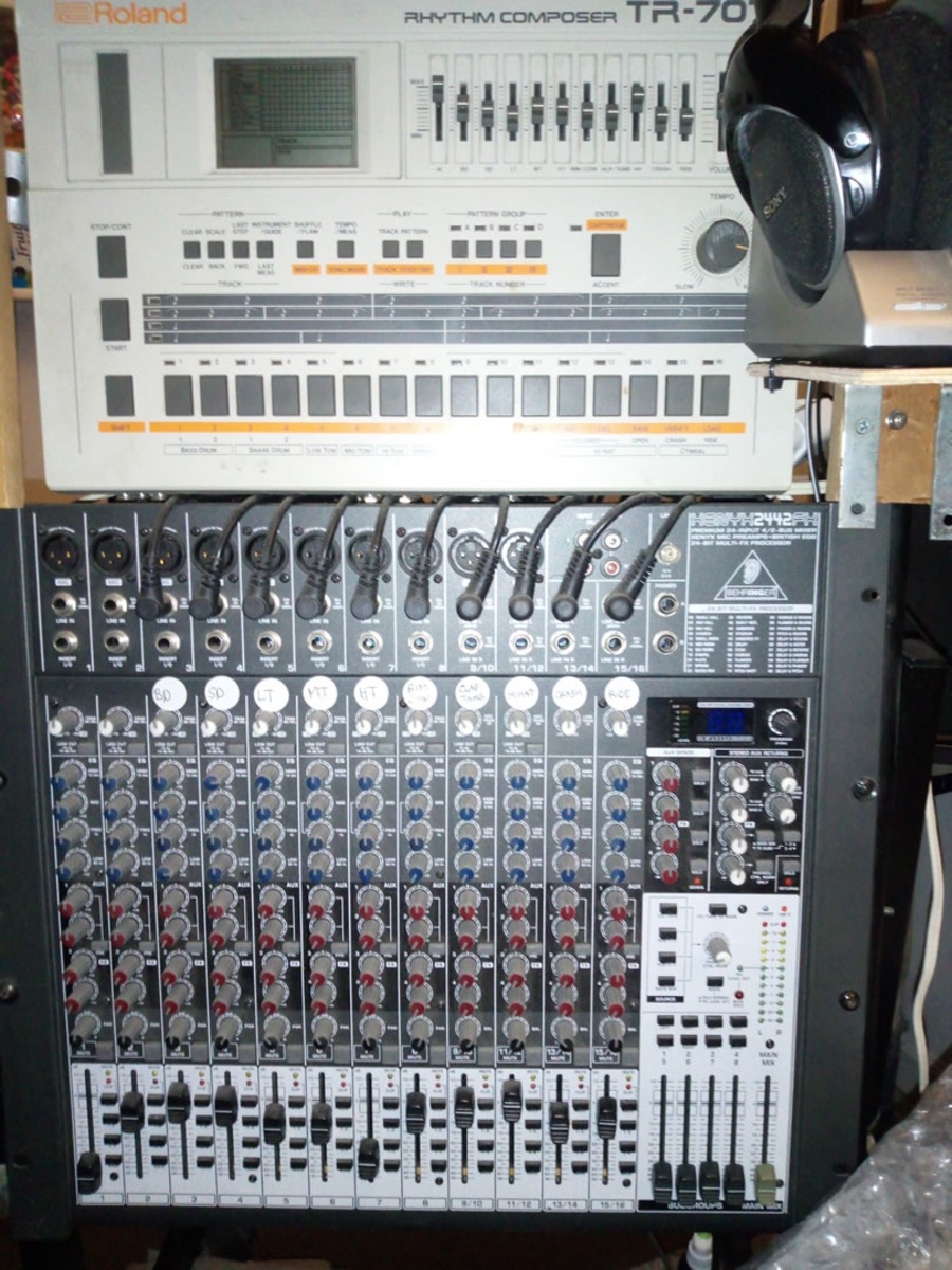 Electronic Studio Setup by dkdivedude featuring Roland TR-707 Rhythm Composer and Behringer Xenyx 2442FX