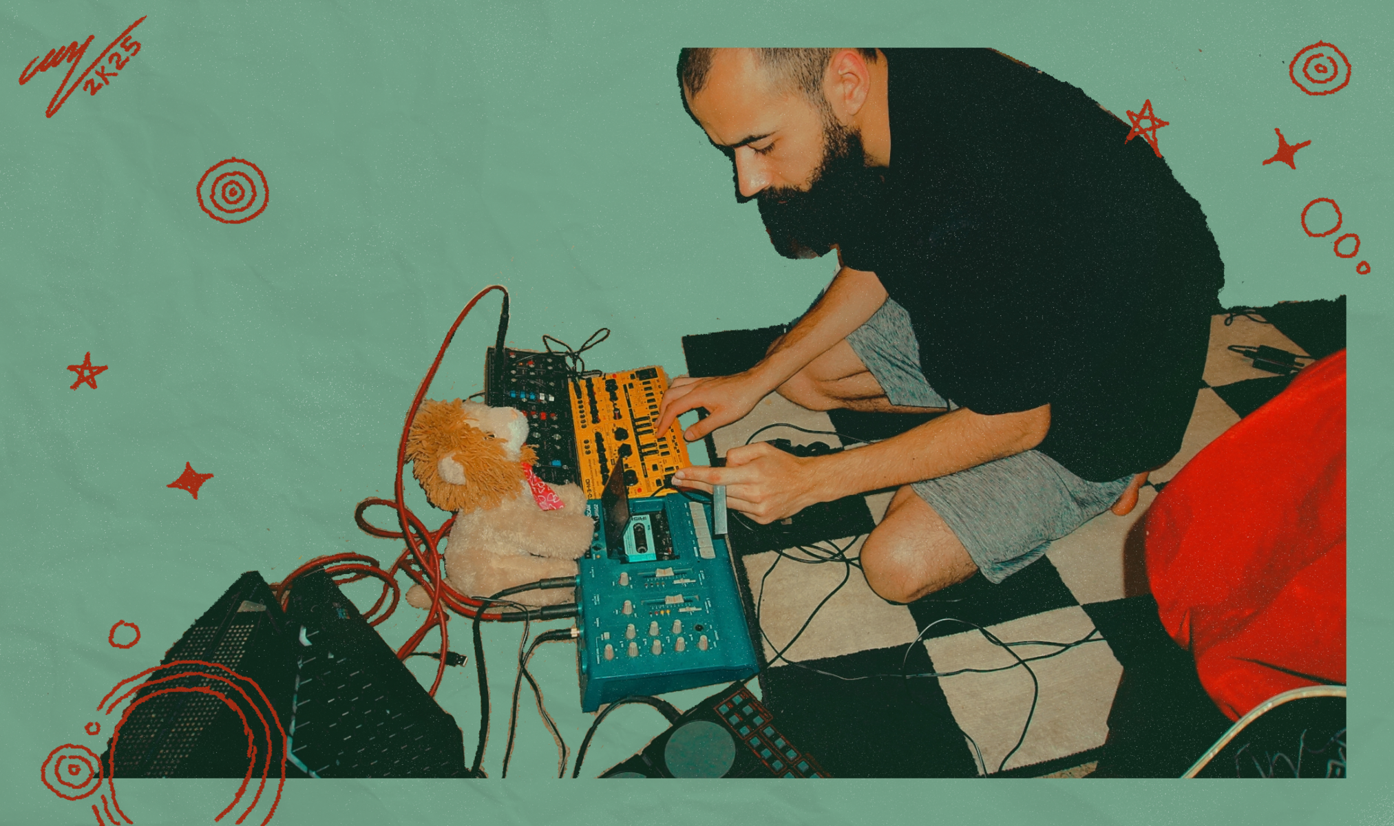 Electronic Synth Setup by abstractlion featuring Behringer TD-3 AM Yellow Acid Smiley Edition, Behringer Model D, and Mattel Synsonics and 1 more piece of gear