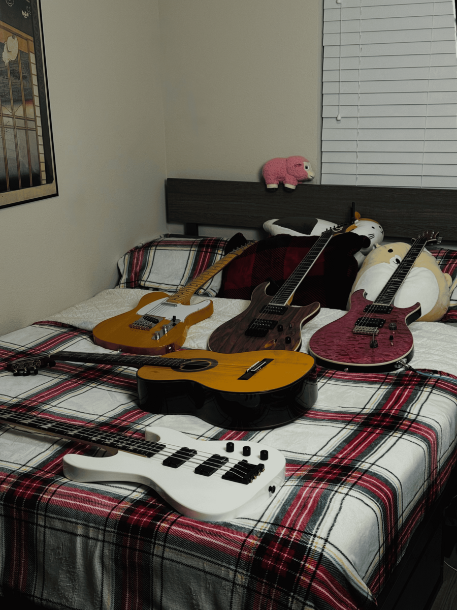 Music Gear Setup by pyokyakult featuring PRS SE Custom 24-08 Quilt Top Electric Guitar, Cordoba C7 CD/IN, and Jackson JS2 Concert Bass and 2 more pieces of gear