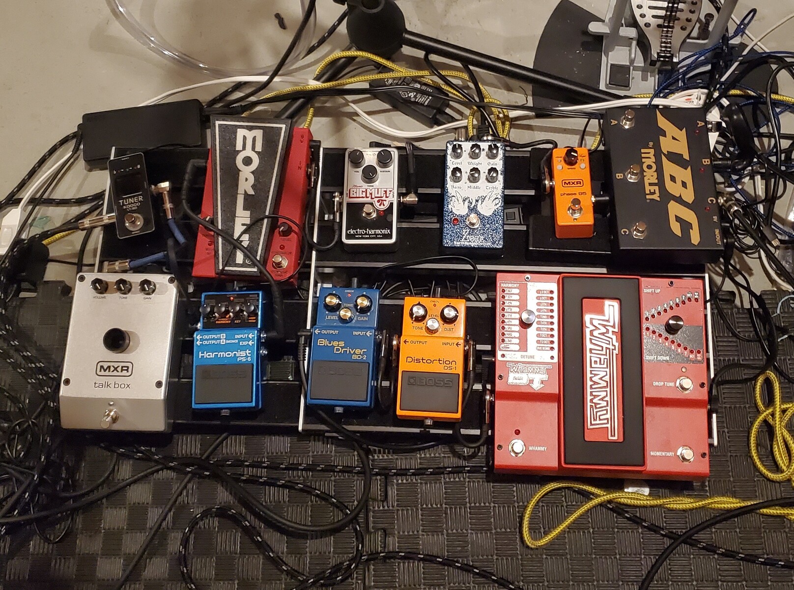 Pedalboard by holdengarciamusic featuring Morley 20/20 Bad Horsie, Electro-Harmonix Nano Big Muff Pi, and EarthQuaker Devices Zoar and 8 more pieces of gear