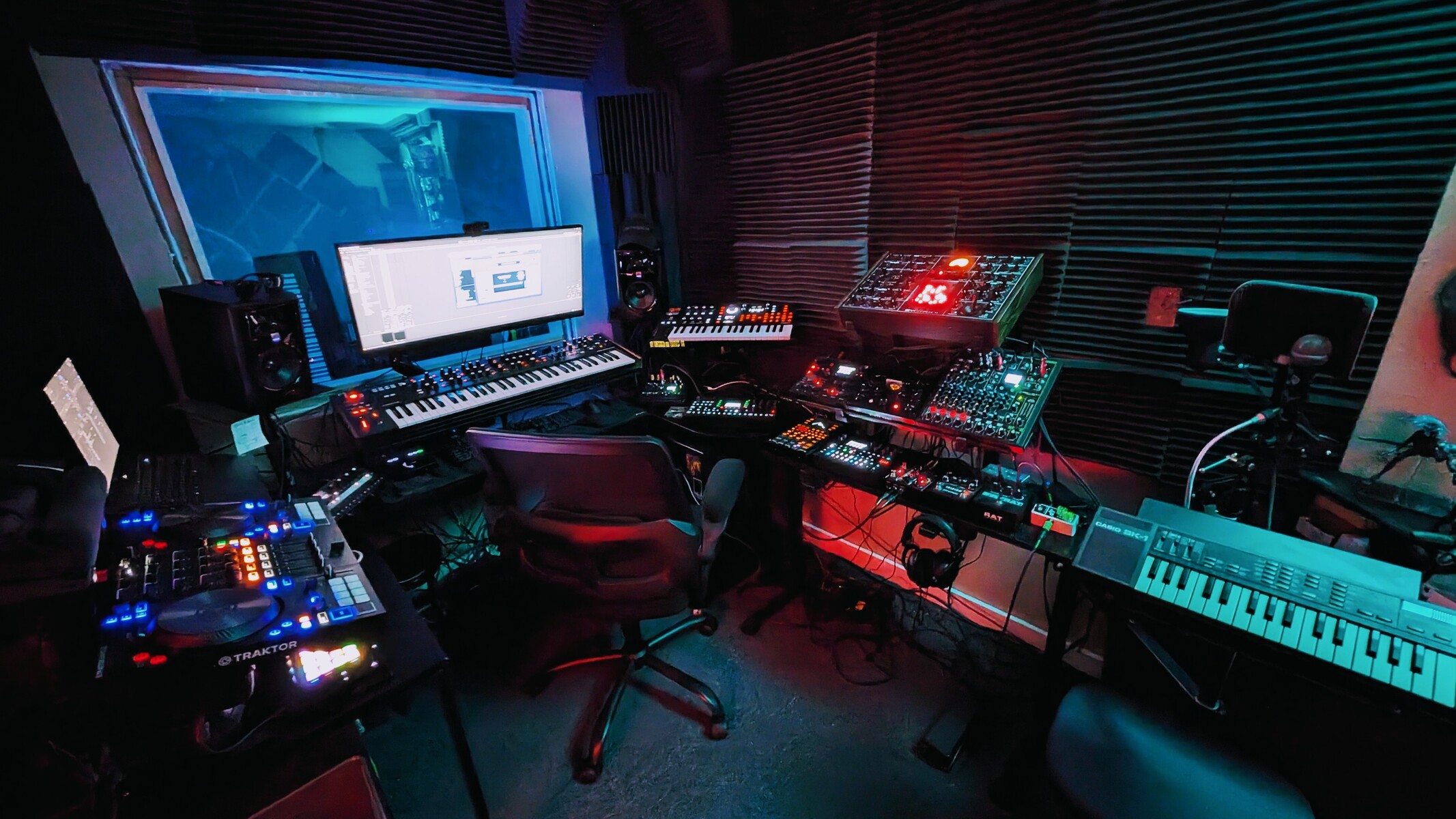 Electronic Studio Setup by freezeetch featuring Novation Summit, JBL 305P MkII Powered 5" Two-Way Studio Monitor, and ASM Hydrasynth Explorer and 16 more pieces of gear